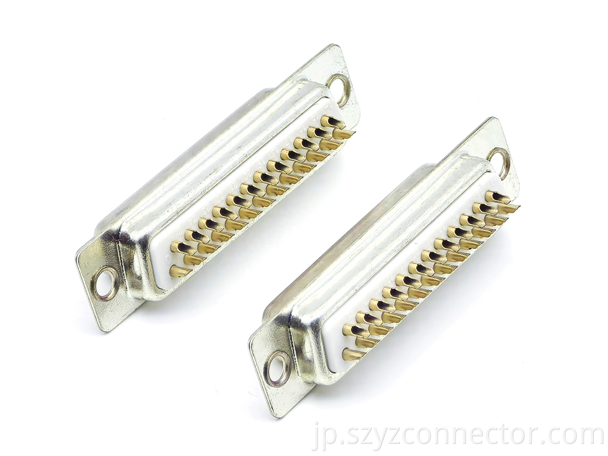 D-Sub Connector:Female Solder Type Termination Full Gold Plating White RoHS Compliant 25P